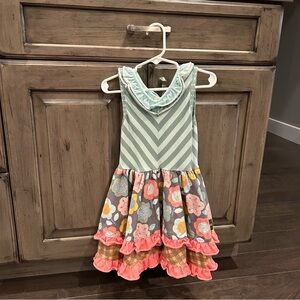 Matilda Jane Ruffle Girl Dress Fit & Flare Chevron Floral